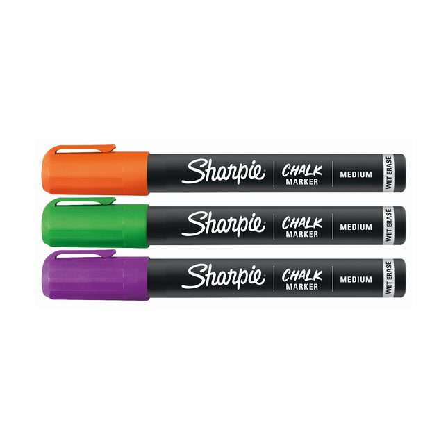 Rotulador de Tiza Borrable en Húmedo Sharpie 3/Paq-Secundario - Verde, Naranja y Violeta