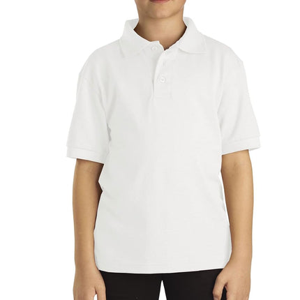 Dickies Big Boys' Short Sleeve Pique Polo Shirt, White, Large (14/16)