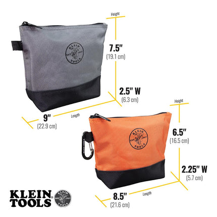 Klein Tools Utility Bag, Zipper Tool Bags in Orange/Black, Gray/Black, 12.5-Inch Canvas, 2-Pack Klein Tools 55470