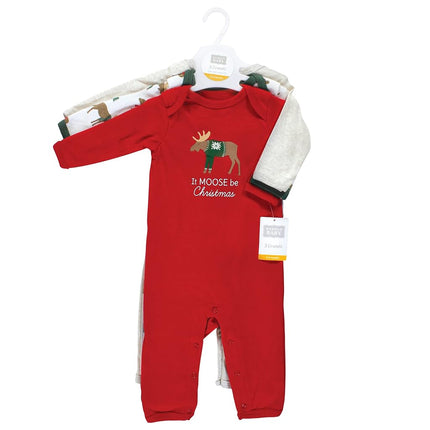 Hudson Baby barboteuses en coton pour bébé-garçons, Moose Be Christmas, 9-12 mois