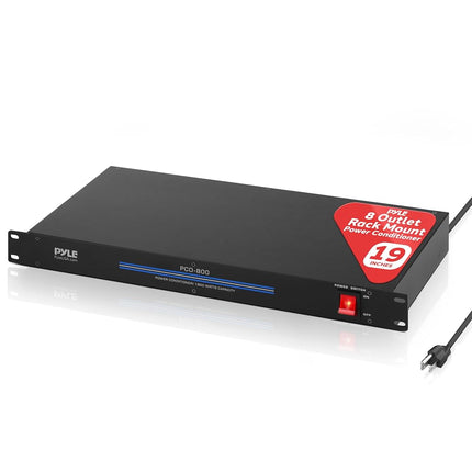 Acondicionador de corriente Pyle-Pro PCO800 de 19 pulgadas para montaje en rack de 1800 W con 8 tomas de corriente