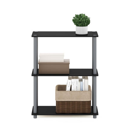 Furinno TURN-N-TUBE Storage Shelves, 3-Tier Book Shelf, Corner Shelf, Toolless Open Shelves, for Organization and Storage, Living Room, Garage, Home Office, Black