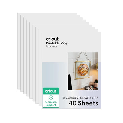 Cricut Printable Vinyl, Transparent, 8.5" x 11" (40)