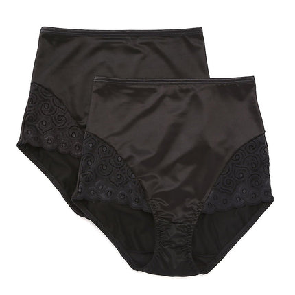 Bali Women’s Firm Control Shapewear Brief with Lace Fajas 2-Pack DFX054, Black/Black, Large