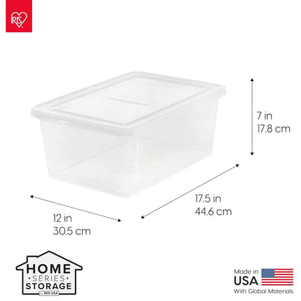 IRIS USA 17 Qt Clear Storage Box, BPA-Free Plastic Stackable Bin with Lid, Containers to Organize Shoes and Closet Shelves, Classroom Organization Teacher Tools, Game Storage, 12 Pack