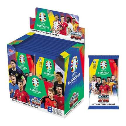Topps Official Euro 2024 Match Attax - Full Box - 36 Packets of Euro 2024 Match Attax (288 Cards). Ultra-Rare Cristiano Ronaldo Career Celebration to be Found Inside Lucky Boxes.