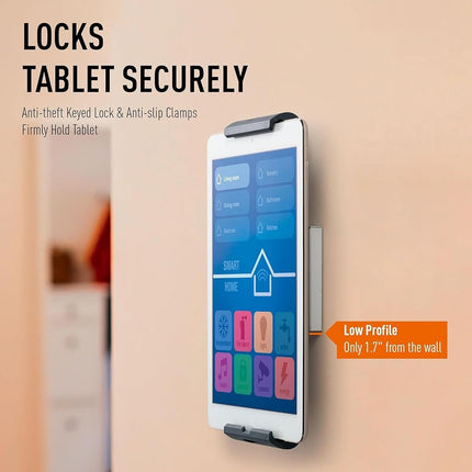 Durable Aluminium Wall Mounted Tablet Holder - Anti Theft Lockable & Rotatable 360° - Universal Mount for 7-13" iPad, Samsung, Surface & More - Security Bracket