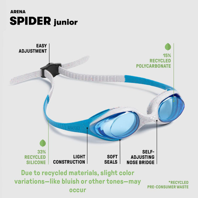 ARENA Spider Kids Swimming Goggles For Children, Pool Goggles With UV Protection, Self-Adjusting Nose Bridge, Hypoallergenic Silicone Seals, Anti-Fog Treatment, 2-5 Years