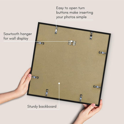 Americanflat 17x17 Picture Frame with Polished Plexiglass - Streamline Collection - Thin Square Picture Frame for Wall Display - Hanging Hardware Included - Black