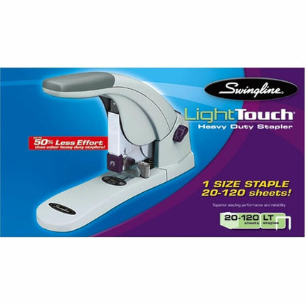 Swingline Heavy Duty Stapler, 120 Sheet Capacity, LightTouch, Jam Free, Reduced Effort, Anti-Microbial, Metal, Gray (90010)