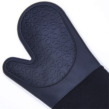 DoMii Professional Silicone Oven Mitts Baking Gloves Elbow Length Heat Resistant Quilted Gloves 2-Pack 14.2" Y