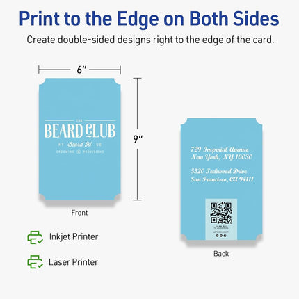 Avery Printable Rectangle Cards with Scalloped Edges, Sure Feed Technology, 6" x 9", Matte Ivory Cardstock, Print-to-the-Edge, Laser/Inkjet, 50 Total, Great for Postcards and Thank You Cards