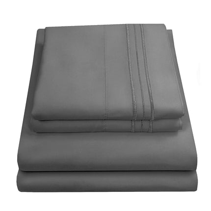 Twin Sheets - Breathable Luxury Sheets with Full Elastic & Secure Corner Straps Built In - 1800 Supreme Collection Extra Soft Deep Pocket Bedding Set, Sheet Set, Twin, Gray