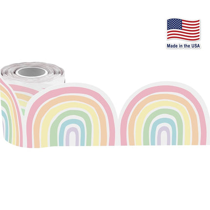 Teacher Created Resources Pastel Pop Rainbows Die-Cut Rolled Border Trim - 50ft - Decorate Bulletin Boards, Walls, Desks, Windows, Doors, Lockers, Schools, Classrooms, Homeschool & Offices