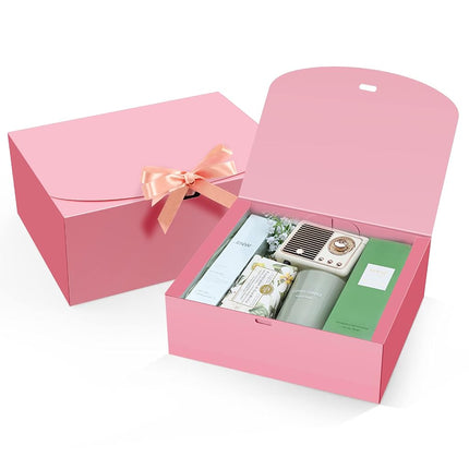 PEKGRIL 15 PCs Gift Boxes with Lids, Pink 10X8X4 Inch Gift Boxes, Bridesmaid Proposal Box with Ribbon, Kraft Paper Boxes for Wedding, Packaging, Present, Birthday, Christmas, Party