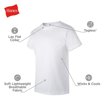 Hanes Camiseta interior para niños, camisetas de manga corta con cuello redondo EcoSmart, varios paquetes disponibles, blanco - Paquete de 10, Grande