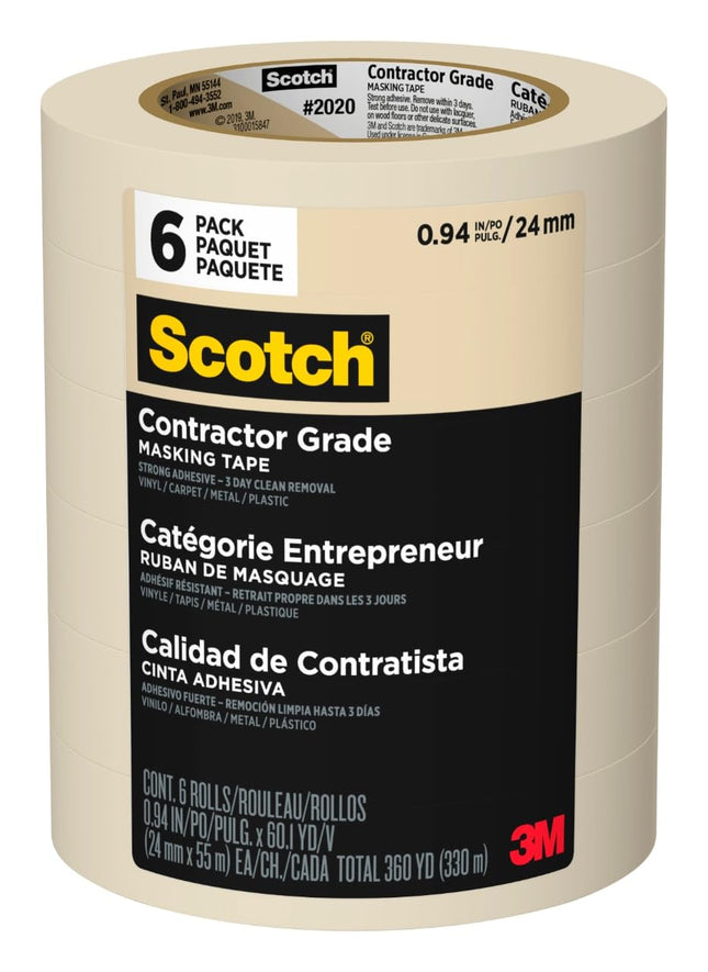 Scotch Contractor Grade Masking Tape, 0.94 inches 