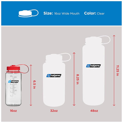 Nalgene Sustain Tritan BPA-Free Water Bottle Made with Material Derived from 50% Plastic Waste, 16 OZ, Wide Mouth, Clear