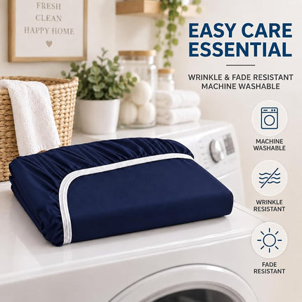 Cathay Luxury Silky Soft Polyester Single Fitted Sheet, King Size, Navy Blue
