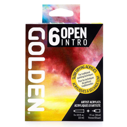 Golden Artist Colors Slow Drying Open Acrylic 6 Color Introduction Set