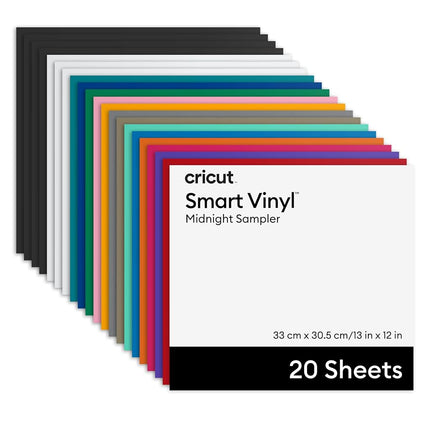 Cricut Smart Vinyl™ Permanent Adhesive Vinyl, no Cutting mat, Midnight Pack, 33 cm x 30.5 cm (13 in x 12 in), 20 pcs
