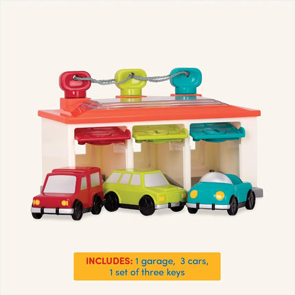 Battat 3-Car Garage, Color Sorting Push-and-Go Playset, Toddler