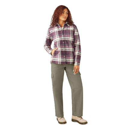 Dickies Women's Flannel Hooded Shirt Jacket, Plum 