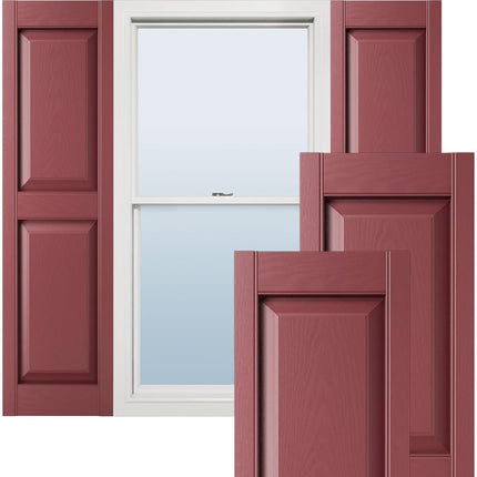 Ekena Millwork Lifetime Vinyl LP2S14X03100WN Standard Two Equal Panel Vinyls, Raised Panel Vinyl Shutters, w/Installation Shutter-Lok's & Matching Screws (Per Pair), 14 3/4"W x 31"H, Wineberry