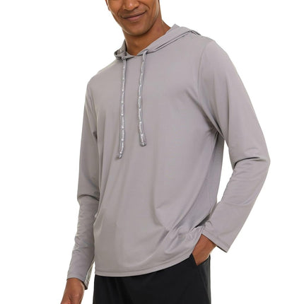 Champion Men's Sun Hoodie, Long Sleeve UPF 50+ Rash Guard Fishing Sun Shirt, Light Grey, M