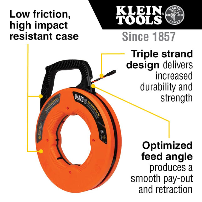 Klein Tools 50375 Fish Tape, Orange/Black