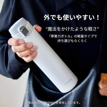 Tiger Thermos Water Bottle, 20.3 fl oz (600 ml), Direct Drinking, Stainless Steel, Mini Bottle, Sahara Mug, Lightweight, Dream Gravity, MMJ-A060-WW, Snow White