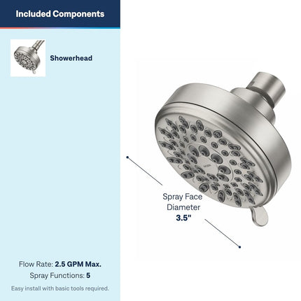 Ignite 5 Setting Spot Resistant Brushed Nickel Showerhead