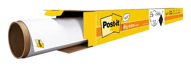 Post-it Dry Erase Whiteboard Film Surface for Walls, Doors, Tables, Chalkboards, Whiteboards, and More, Removable, Stain-Proof, Easy Installation, 4 ft x 3 ft Roll (DEF4X3)