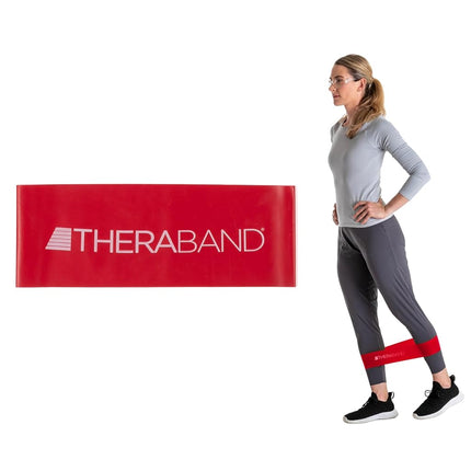 Bucle de banda de resistencia de látex profesional Theraband, 8 pulgadas, rojo