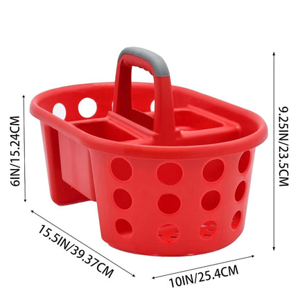 SIMPLYKLEEN Caddy de Douche Portable 2 pièces – Fabriqué aux États-Unis, Rangement en Plastique pour Dortoir, Panier Fourre-tout avec Poignée, Organiseur de Douche pour Salle de Bain, Garde-manger, Cuisine, Dortoir Universitaire, Rouge