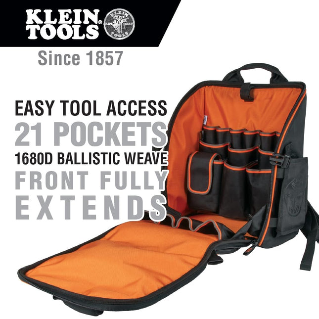 Klein Tools Tradesman Pro Backpack, Black/Orange, 3-Piece, Backpack with Tumbler and Key Chain