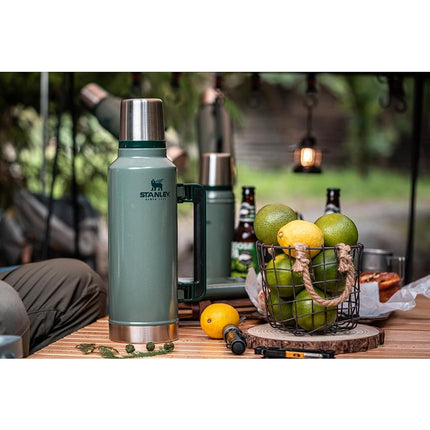 Stanley Classic Vacuum Insulated Wide Mouth Bottle - Hammertone Silver - BPA-Free 18/8 Stainless Steel Thermos for Cold & Hot Beverages - 2 QT