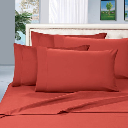 Juego de sábanas de 4 piezas Elegant Comfort de calidad egipcia supersuaves y sin arrugas, King, Naranja/Óxido