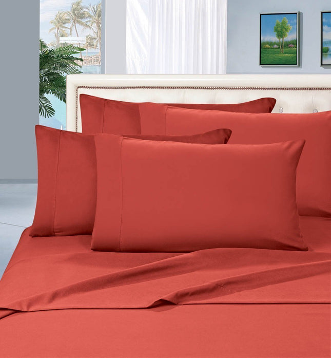 Juego de sábanas de 4 piezas Elegant Comfort de calidad egipcia supersuaves y sin arrugas, King, Naranja/Óxido