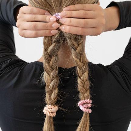 L. Erickson Élastiques à Cheveux Colorés pour Cheveux Épais, Attaches Simples pour Queue de Cheval, Lot de 8, Taffy, Élastiques Épais Anti-Plis à Forte Tenue, Conception Anti-Dommages, Couleurs Douces de Bonbons