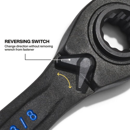 Klein Tools 68214 4-in-1 Ratcheting Wrench, Box Wrench, SAE Hex Sizes 1/4, 5/16, 3/8, and 7/16-Inch, 90-Tooth Ratchet, Pass-Through Design