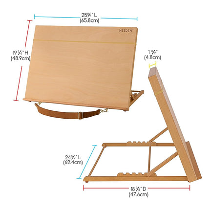 MEEDEN Adjustable Desk Easel: 5-Position A2 Drawing Stand - Portable Table Top Art Easel With Carry Belt - Sturdy Beechwood Desktop for Painting