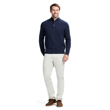 IZOD Men's Button Mock Sweater, Classic Navy Blazer, Medium