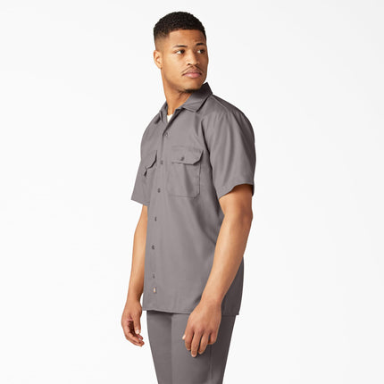 Camisa de trabajo de manga corta Dickies para hombre, plateado, grande