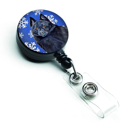 Caroline's Treasures Schipperke Winter Snowflakes Holiday Retractable Badge Reel, Multicolor (LH9294BR)