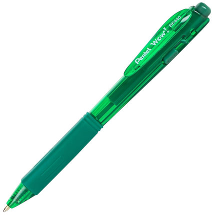 Pentel BK440 Retractable Ballpoint Pen and Ergonomic Triangular Grip Zone Pack of 12 Green