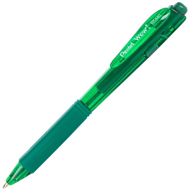 Pentel BK440 Stylo Bille Rétractable et Zone de Préhension Ergonomique Triangulaire Lot de 12 Vert