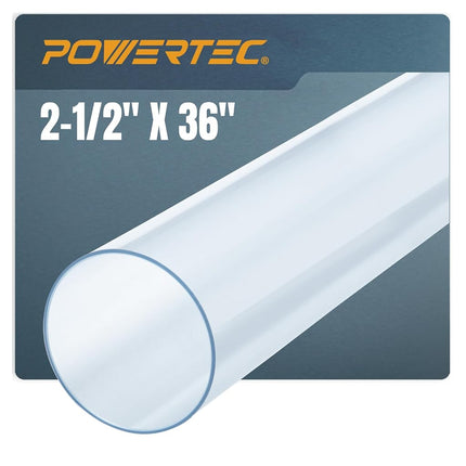 POWERTEC 70176V Clear PVC Dust Collection Pipe 2-1/2" x 36" Long, 1PK