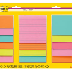 Post-It Super Sticky Notes Assorted Sizes 15/Pkg-M