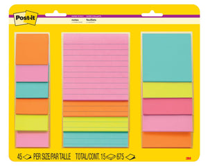 Post-It Super Sticky Notes Assorted Sizes 15/Pkg-M